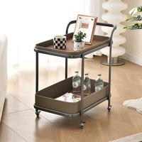 Table basse mobile compacte en acier inoxydable, table d'appoint de canapé, étagère de rangement pour salon/balcon, style moderne et luxueux à double niveau