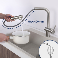 Robinet de cuisine flexible de haute qualité avec douchette extractible, en acier inoxydable 304, valve en céramique, simple, moderne et contemporain