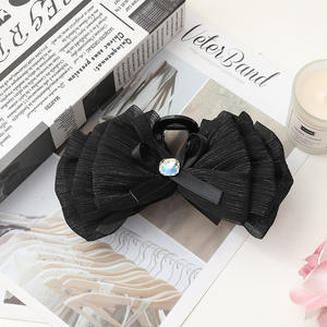 Élégante pince à cheveux marron avec nœud et strass, pince à griffes superposée de 12 cm pour femme, usage quotidien - Product Image 3