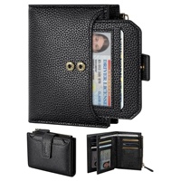 Dompet Lipat Multifungsi Anti Maling Kulit Sapi Asli RFID Serat Karbon dengan Ritsleting untuk Wanita