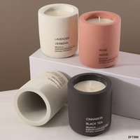 Vente en gros de bougies cylindriques en ciment écologiques, parfumées au soja naturel raffiné, avec logo personnalisé, en argile mate blanche et rose, contenants vides