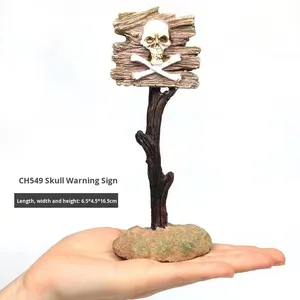 수족관 장식용 만화풍 레진 장식품 실내 어항 시뮬레이션 산호 물고기 새우 은신처 수중 경고 표지판 장식품 - Product Image 6