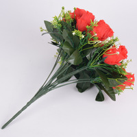 Bouquet de roses artificielles, grande composition florale en soie, bouquet de mariée noué à la main, fleurs décoratives artificielles pour mariages et événements.