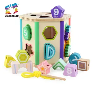 Hot Sale Schnür block Spiel pädagogische Holzform Sortier box für Kinder W12D206