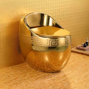 KD-25GPB Chaozhou articles sanitaires haut de gamme faits à la main couleur or plaqué toilettes musulmanes sur sol salle de bain en céramique une pièce oeuf <span class=keywords><strong>WC</strong></span> - Product Image 1