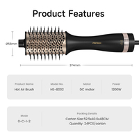 Brosse à air chaud PRITECH 1200W, sèche-cheveux et volumateur en une seule étape, 3 températures, 2 vitesses, peigne de coiffage professionnel pour salon, cordon rotatif