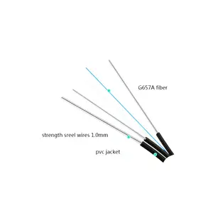Kabel optik Serat Ftth baja G652d bulat 1 Drop 2fo 1 inti Mode tunggal 1km harga Global Per inti