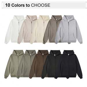 Venta al por mayor 450 gramos de algodón con cremallera sudaderas con capucha de alta calidad ropa de calle personalizada de gran tamaño gota hombro cremallera Sudadera con capucha - Product Image 2