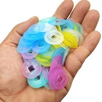 JOYLINK Ensemble de jetons de Mahjong américain 100 pièces 5 couleurs Jetons de comptage en plastique style pièce de monnaie pour jeu de cartes
