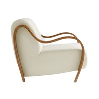 Fauteuil simple moderne avec accoudoirs en velours d'agneau crème pour mobilier de maison dans le salon et la chambre, style designer décontracté