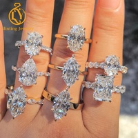 Bague de fiançailles en diamant de laboratoire certifié IGI de 4 carats, taille marquise, pour femme, personnalisable en or 14K ou 18K, avec pierres latérales en diamant, bijoux