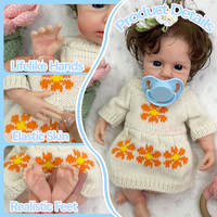 Adorable poupée reborn en silicone intégral de 12 pouces, yeux ouverts, bouche ouverte, nouveau-né souple avec joues chéruvines et peau veinée