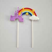 Regenbogen-Kuchendekoration Einsatz Kinderfreundliche Bunte Wolke Herz PVC-Material Topper Ornament Geburtstagsparty-Dekoration