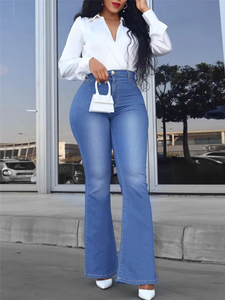 Cina produttore di <span class=keywords><strong>Jeans</strong></span> blu a vita alta per le donne da mamma <span class=keywords><strong>Oversize</strong></span> pantaloni dritti in Denim a lunghezza intera per la signora - Product Image 2