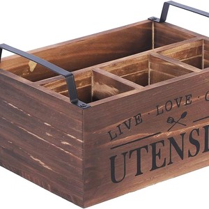 Cucina in legno contenitore per stoviglie e portatovaglioli portatovaglioli portatovagliolo decorativo in legno <span class=keywords><strong>Caddy</strong></span> con 4 scomparti - Product Image 4