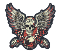 Patch de motard brodé en tissu sergé thermocollant 3D personnalisé pour gilet de moto Matériau de qualité supérieure