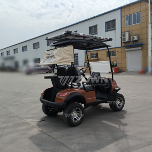 Carrito de golf eléctrico de 2 plazas naranja con techo y parabrisas para transporte de corta distancia - Product Image 4