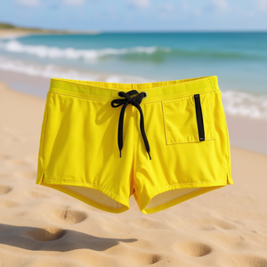 Pantaloncini da bagno gialli da donna Buonic con coulisse e tasche, taglie L, XL, XXL - Costumi da bagno - Product Image 2