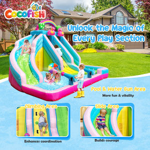 Casa de Brinco Inflable Cocofish Flamingo Rainbow con Toboganes, Pared de Escalada, Piscina y Pistolas de Agua Dobles para Niños - Product Image 3