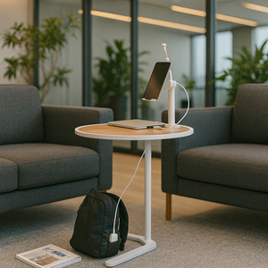 Table d'appoint ronde moderne en mélamine réglable en hauteur avec support pour <span class=keywords><strong>tablette</strong></span> pour bureau, maison, école, hôpital - Product Image 2