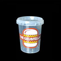 Conteneur alimentaire rond en PP sans BPA avec logo personnalisé, 500g, 16oz, pour houmous, avec couvercle anti-effraction