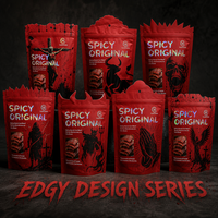 Kantong Ziplock Berdiri Custom Logo OEM ODM, Kemasan Daging Sapi Kering Tahan Lembab Food Grade Dengan Lubang Gantung Atas Bergelombang