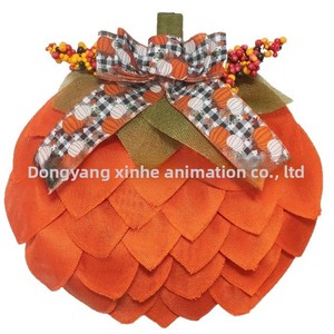 Nouvelle couronne de citrouilles d'Halloween en tissu simulé, décoration transfrontalière pour la cour, Noël, Thanksgiving, automne, 40x40cm - Product Image 5