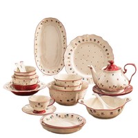Service de table en céramique, bols et assiettes à motif de fruits, bol et pot en céramique, service de table