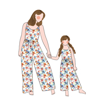 Vente en gros de fibres de protéines de lait, combinaison d'été à bretelles pour maman et moi, barboteuse à jambes pour filles, tenues assorties pour la famille