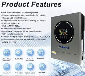 อินเวอร์เตอร์ไฮบริด Anenji ANL-6200T-48L-W-PRO 6.2kw สำหรับระบบออฟกริดและออนกริด พร้อม Wifi ในตัว หน้าจอสีสันสดใส ระบบ MPPT มีสินค้าในสต็อก - Product Image 5