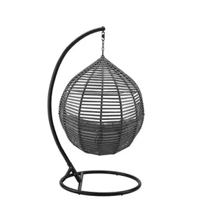 European Style Outdoor Furniture Hanging Patio Rattan Swing Egg Chair With Stand