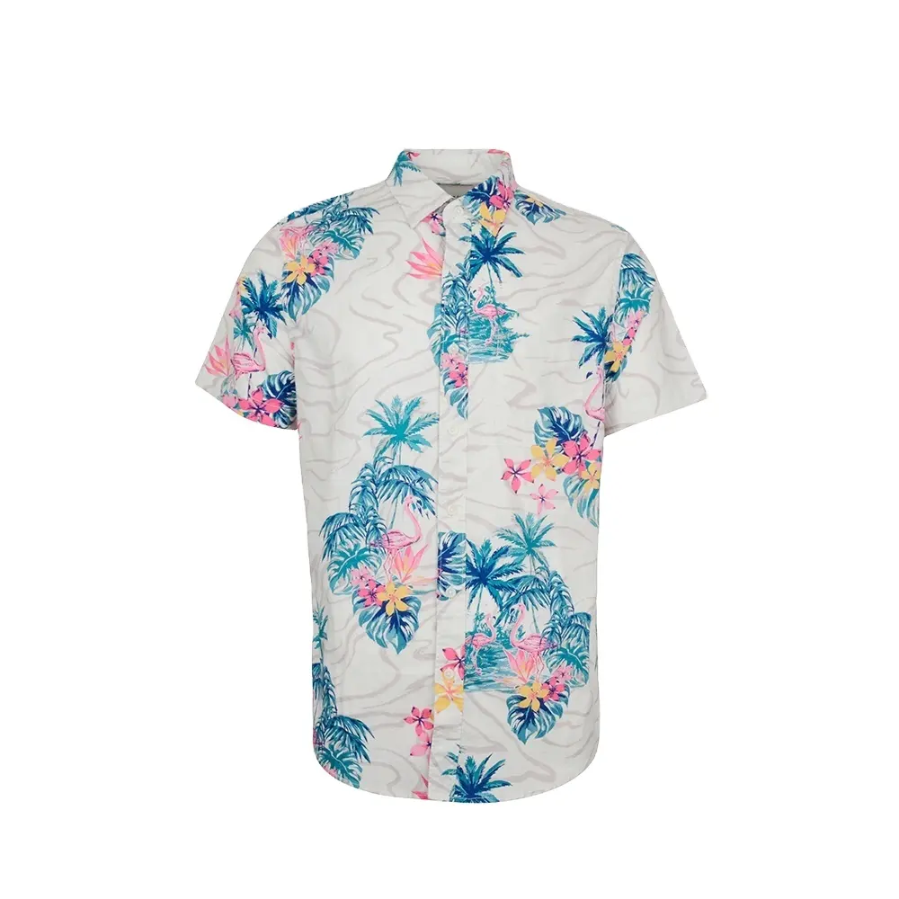 High Grade Single Button Cotton Colorful Sublimated Flower Hawaiian Shirts For Sale
