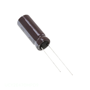 Condensador de canal del fabricante, de orificio pasante, de aluminio, 47uF 20% 250V, radial TH, 47 uF UCY2E470MPD9 - Product Image 1