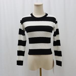 Fornitore di Maglieria, Maglione da <span class=keywords><strong>Donna</strong></span> Personalizzato Autunnale con Design a Righe Nere, Collo Tondo, 12gg, Produzione su Misura - Product Image 5