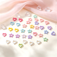 Breloques pour ongles en résine Macaron, étoiles et cœurs creux, ornements mignons en forme de cœur et d'étoile, décorations 3D colorées pour ongles, 10 pièces/paquet