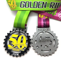 Médaille de finisseur de cyclisme personnalisée |   Souvenir de récompense sportive personnalisé en alliage de zinc en forme de pignon de vélo