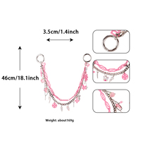 Breloque de sac à chaîne métallique double couche tendance avec ornements, accessoire décoratif pour sacs à main et bagages
