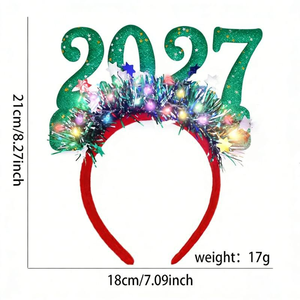 Fascia per Capodanno con Display Digitale LED Stile 2027, '<span class=keywords><strong>Felice</strong></span> <span class=keywords><strong>Anno</strong></span> <span class=keywords><strong>Nuovo</strong></span>' <span class=keywords><strong>e</strong></span> 'Buon <span class=keywords><strong>Natale</strong></span>', con Accessori per Foto di Festa - Product Image 2
