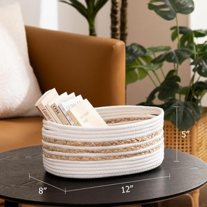 Panier de rangement personnalisé pour la maison Corde en coton tissé Panier en paille de jacinthe et panier cadeau pour enfants pour <span class=keywords><strong>Amazon</strong></span> Hot Selling - Product Image 6