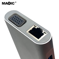 Station d'accueil USB Hub Type C vers HDMI VGA USB RJ45 Ethernet Lan 11 en 1 Hub USB C