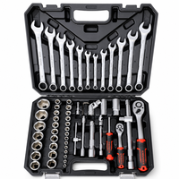 Set Perkakas Mekanik 61 Buah 1/4" 3/8" 1/2" Drive Socket Set dengan Kunci Ratchet 72 Gigi Cr-V Perlengkapan Perkakas Tangan untuk Perbaikan Mobil