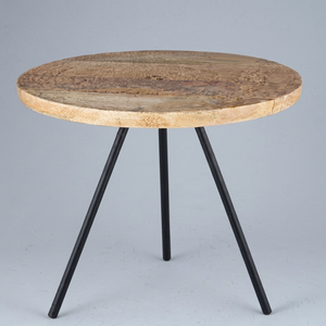 Modern Black Powder Coated Mango Wood Coffee <b>Table</b> Tripod Metal Legs Foldable Removable Lightweight Waterproof 46cm Height Home - Product Image 1