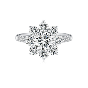 <span class=keywords><strong>Bague</strong></span> de <span class=keywords><strong>mariage</strong></span> en or 18 carats avec diamant de laboratoire de 1 carat, taille ronde, E VVS1, design flocon de neige, personnalisable et gravable pour les couples - Product Image 1