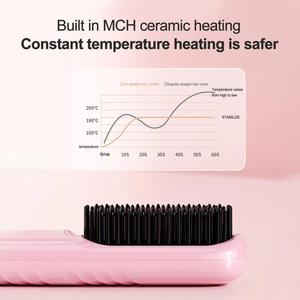 2024 Hot Comb Cordless Hair Style Brush Portable Mini Hair Straightener Brush With 4 Temp Settings & Anti-Scald - Product Image 3