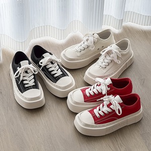 Square-toed thick-soled canvas <b>shoes</b> for men women couple's casual unique style summer <b>height</b>-<b>increasing</b> versatile cloth <b>shoes</b> - Product Image 1