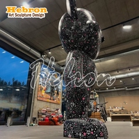 Sculpture d'art pop en résine, grande sculpture d'ours noir graffiti, décoration d'intérieur, statue