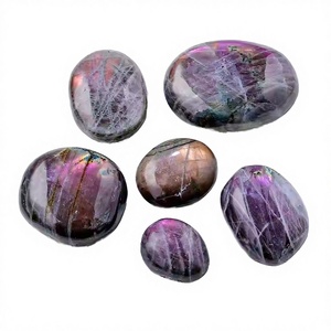 Şifa Veren Kristal Taşı Değerli Taş Masa Dekoratif Süsleri Doğal Mor Işıklı Labradorit Ham Avuç Taşı Feng Shui - Product Image 6