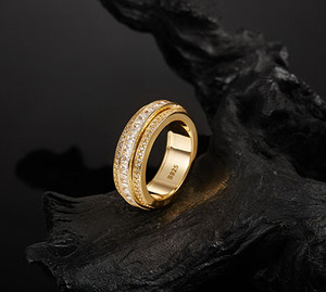 Luxury 18K Gold Plated 925 <b>Silver</b> Moissanite Eternity Band <b>Ring</b> Baguette Cut Channel Setting Unisex Engagement Jewelry - Product Image 6