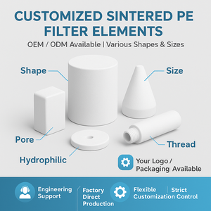 Gelişmiş Sinterleme İşlemi Endüstriyel PE Gözenekli Difüzyon Tüpü Ayarlanabilir Gözenek Boyutu (1~500 M) Yüksek Hava Geçirgenliği 500L/Saat - Product Image 4