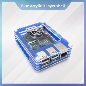 מארז אקרילי 9 שכבות למחשב <span class=keywords><strong>Raspberry</strong></span> <span class=keywords><strong>Pi</strong></span> 4B, מאוורר קירור וצלעות קירור תואמים למחשב <span class=keywords><strong>Raspberry</strong></span> <span class=keywords><strong>Pi</strong></span> <span class=keywords><strong>4</strong></span> - Product Image 3